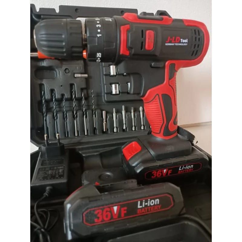 Bor cas 36 volt JLD/bor baterai 36 volt JLD/impact hammer drill cordless 2 baterai lengkap