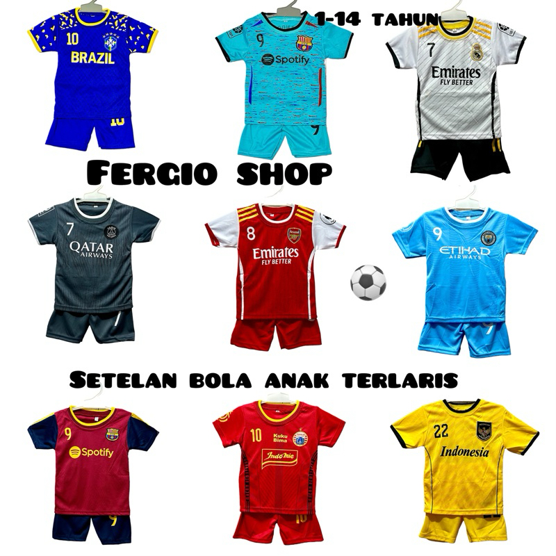 setelan baju bola anak/ kaos bola anak terlaris/ baju bola anak/ baju futsal anak