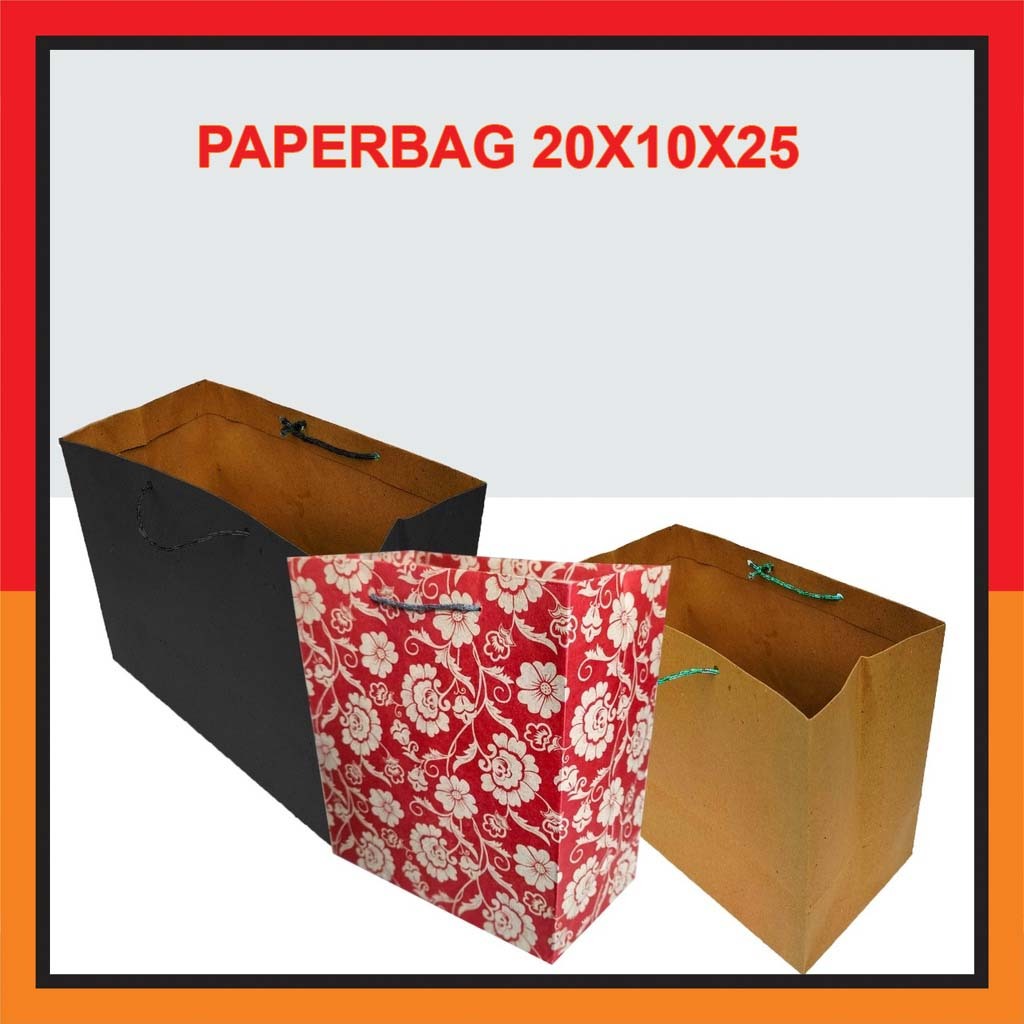 

Paper Bag R6 Ukuran 20x10x25 Cm (PAKET 12 PCS) / Tas Kertas / Tas Kado / Tas Souvenir