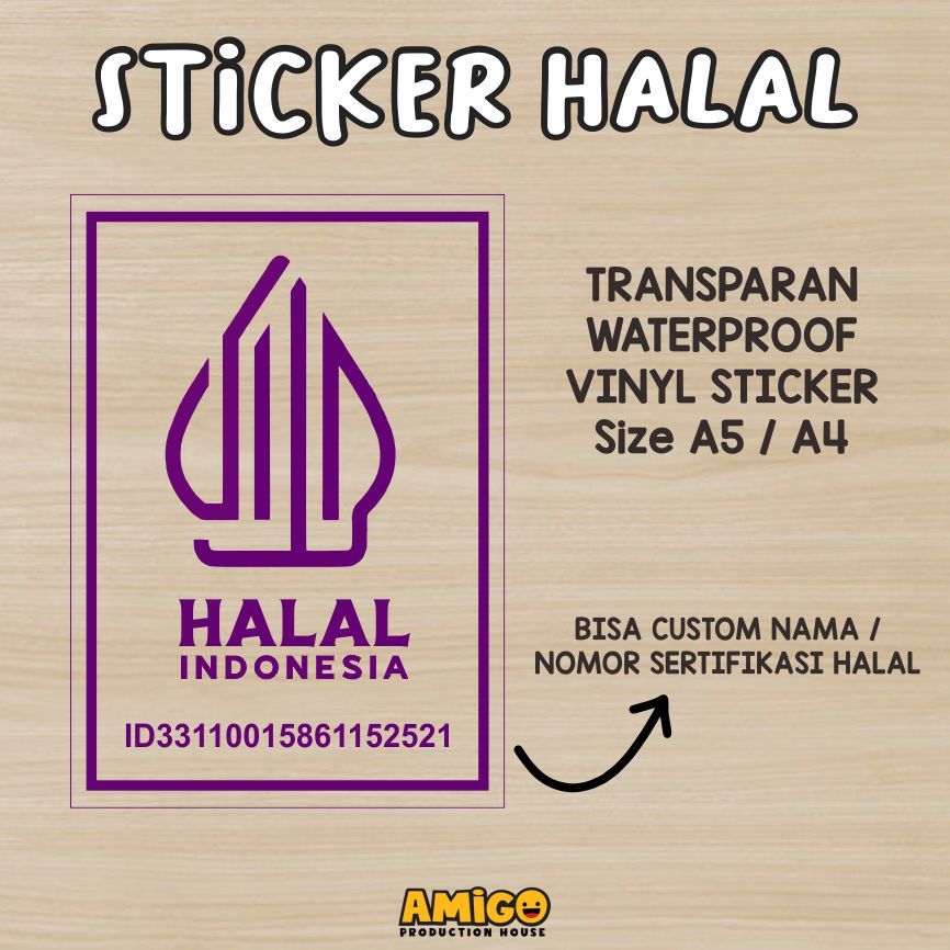 

Stiker Halal Sticker vinyl transparan untuk pintu atau tembok custom