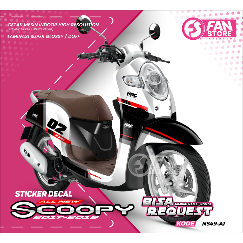 Decal Scoopy Fi New 2018 Full Body Racing Team - Sticker Decal Honda New Scoopy Stylish