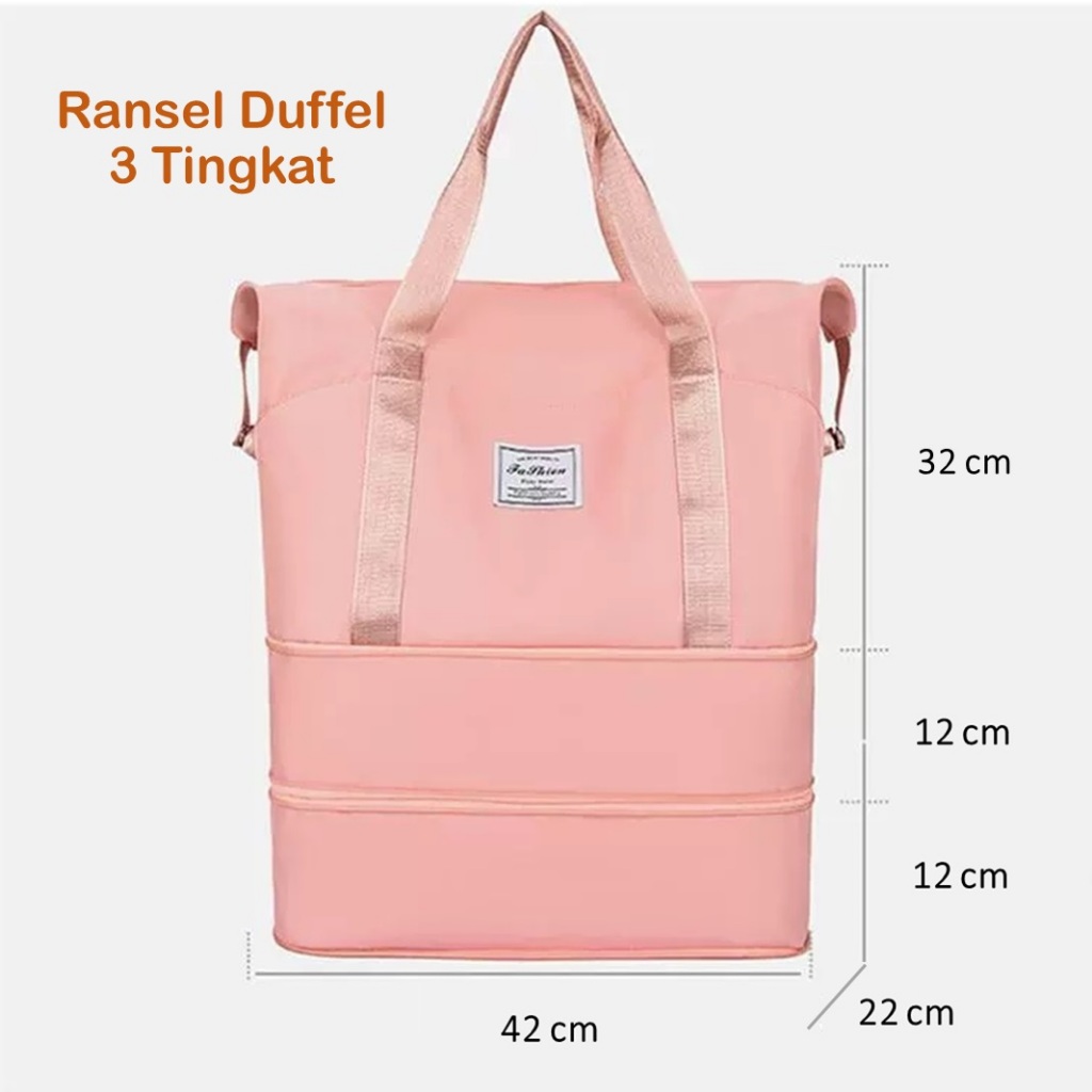 TRAVEL BAG DUFFEL RANSEL / DUFFLE BAG RANSEL / TAS TRAVEL BESAR ANTI AIR / PORTABLE GYM BAG / TAS