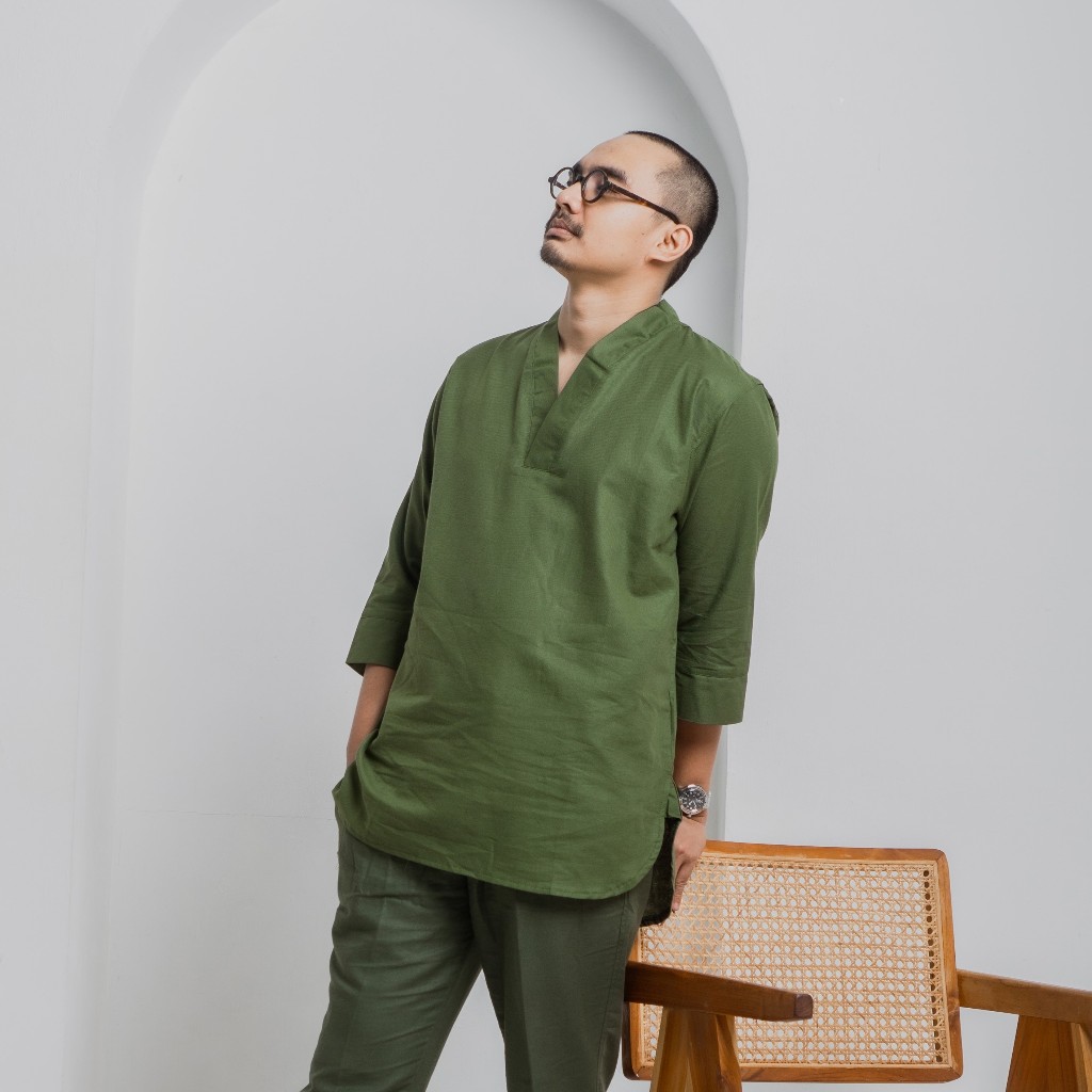 Baju Koko Nara Olive by Cekap - Kemeja Koko Warna Hijau Olive
