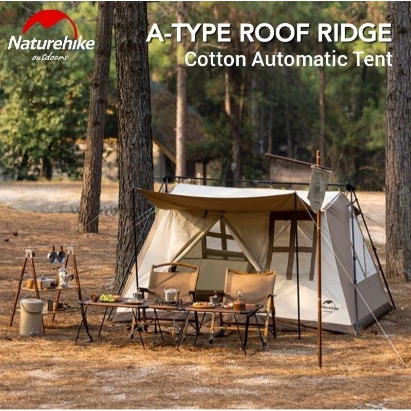 TENDA COTTON A-TYPE RIDGE NATUREHIKE CNH22ZP029 AUTOMATIC QUICK OPEN TENT TENDA BESAR CAMPING GLAMPI