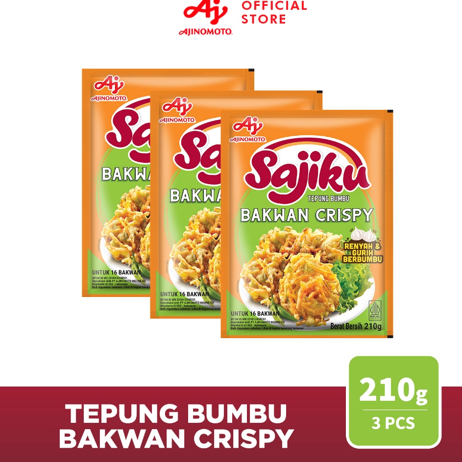 

SAJIKU Tepung bumbu Bakwan Crispy Sachet 21g 3 pcs