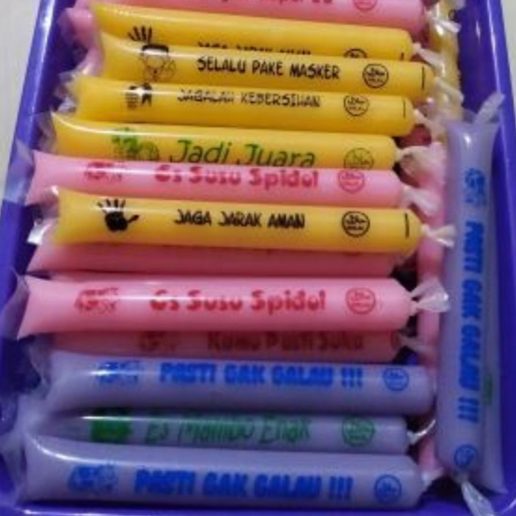 50 pcs Plastik Es Mambo Sablon Kata Unik - Plastik Es Lilin