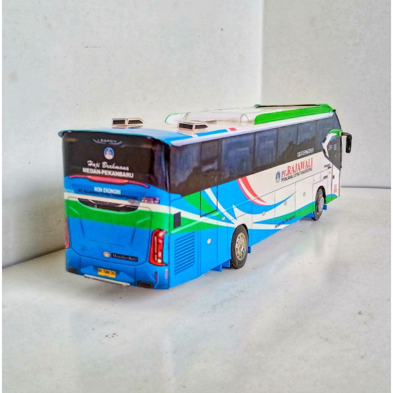Miniatur Bus Kertas PT Rajawali, Skala 50, Panjang 24 cm, Bodi SR3