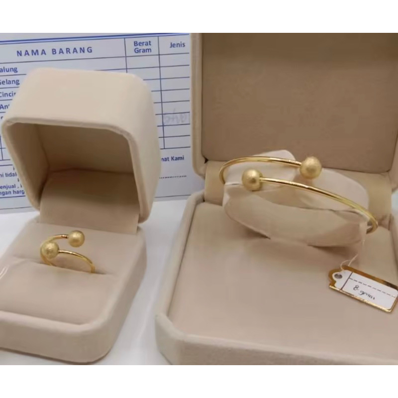 SET TITANIUM DEWASA GELANG TANGAN BOBA FREE CINCIN BOBA