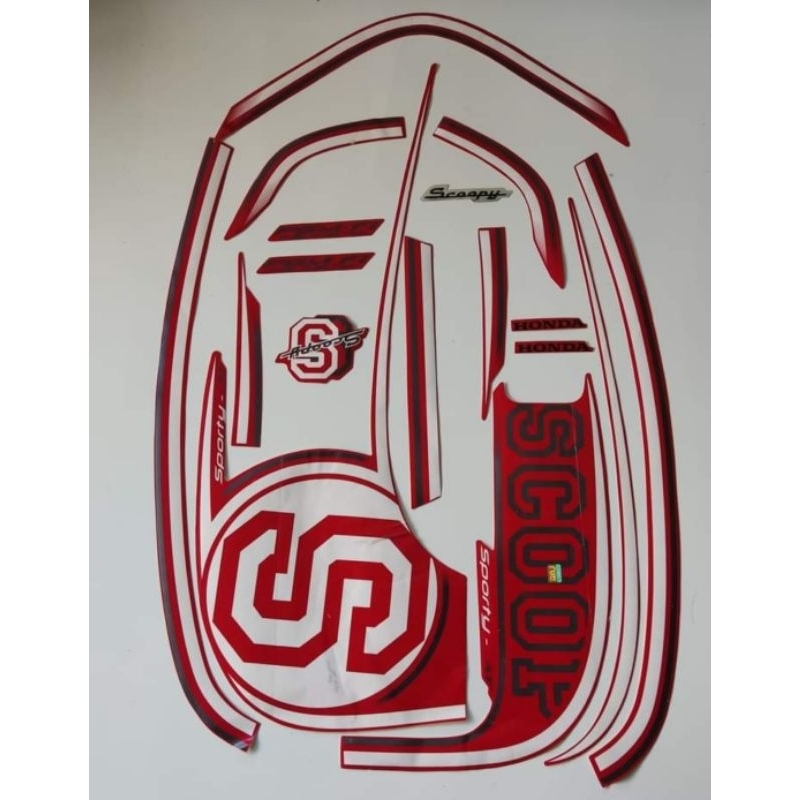 (BISA COD)STRIPING LIS STICKER STIKER BODY STANDAR ORI HONDA SCOOPY SPORTY 2014 MERAH KUALITAS TERBA