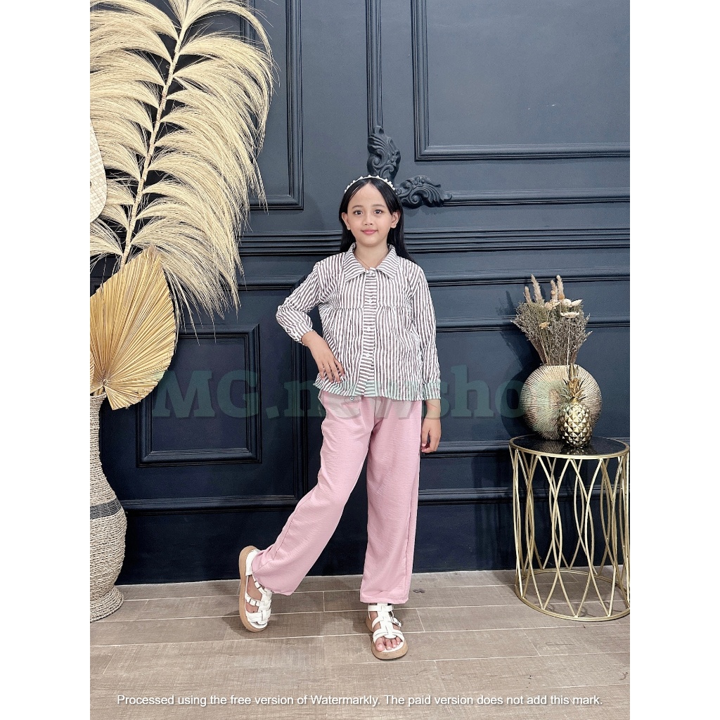 One set anak perempuan 3-12 tahun Setelan baju anak perempuan viral One set Cringkle anak perempuan