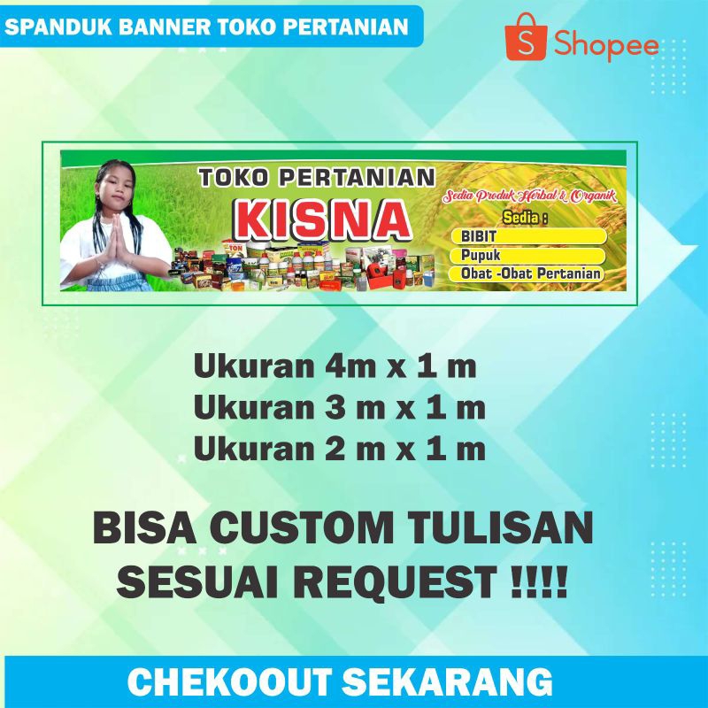 CETAK BANNER SPANDUK TOKO PERTANIAN 4 METER X 1 METER