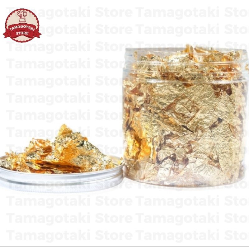 

Edible Flakes Gold & Silver Dekorasi Makanan Cake/Bakery/Birthday/Wedding Cake 2Gram