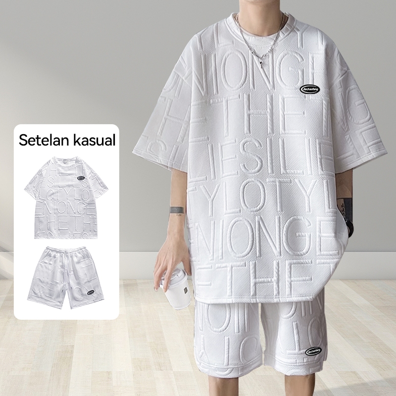BEST DEALS Baju Set Pria Distro Baju Setelan Pria Kekinian Korea Kaos Oversize Pria Cowok Kaos