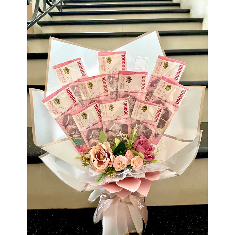 buket uang asli premium | money bouquet | buket uang jumbo | kerangka buket bunga uang asli semarang