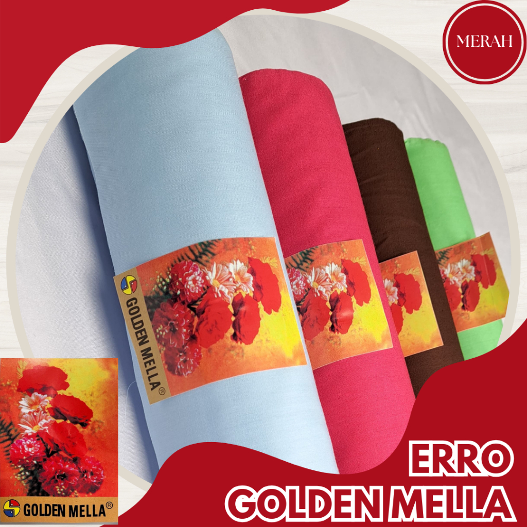 Kain Erro Golden Mella - MERAH