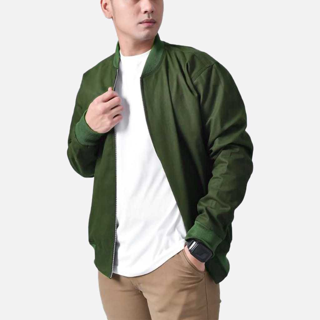 Jaket Bomber Pria Canvas Polos Casual Premium Jacket  Clasic Tebal Best Seller Model Terbaru