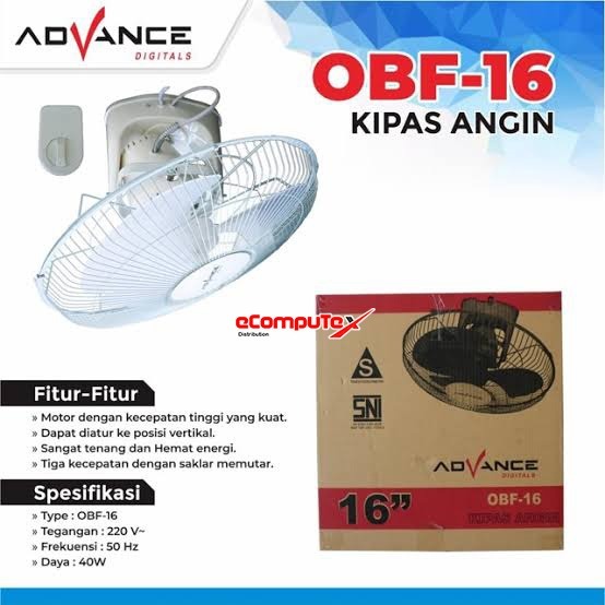 FAN PLAFON ADVANCE 16" INCH ORBIT OBF-16 / KIPAS ANGIN GANTUNG I6 INCI OBF 16 / OBF16 ORIGINAL - GAR