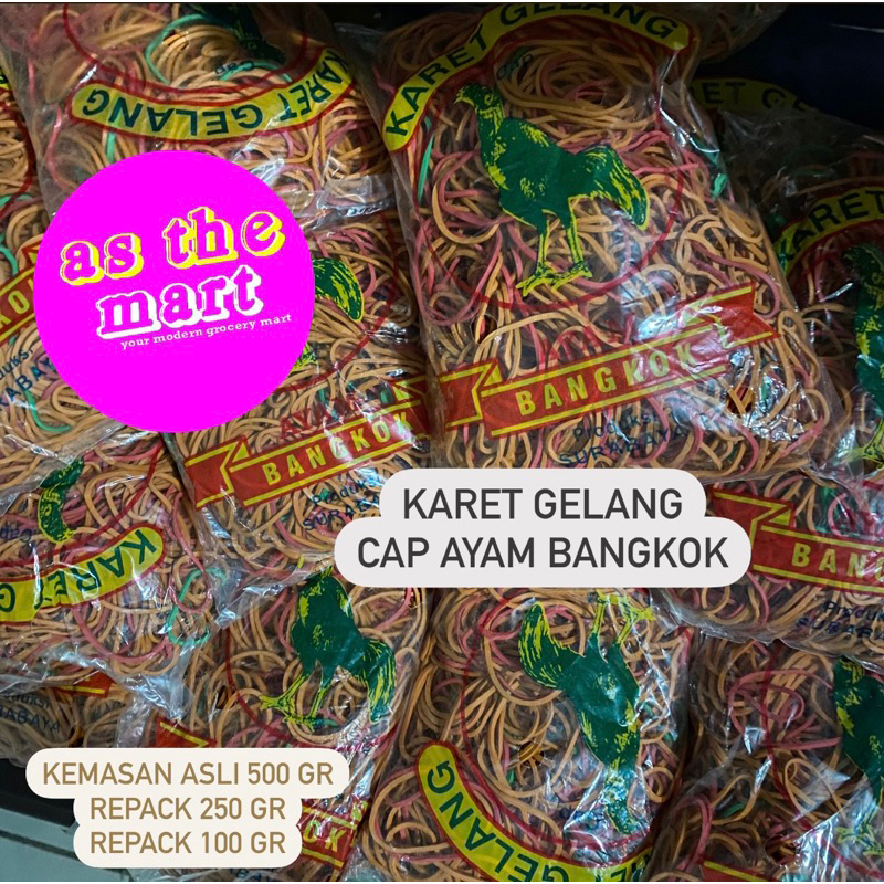 

Karet Gelang Cap Ayam Bangkok Kemasan Asli 500 gr Repack 250gr 100gr