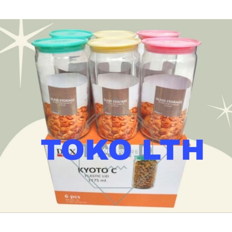 TOPLES KACA POLOS 1175 ML KYOTO C DLX JAR KELER BELING TUTUP PLASTIK