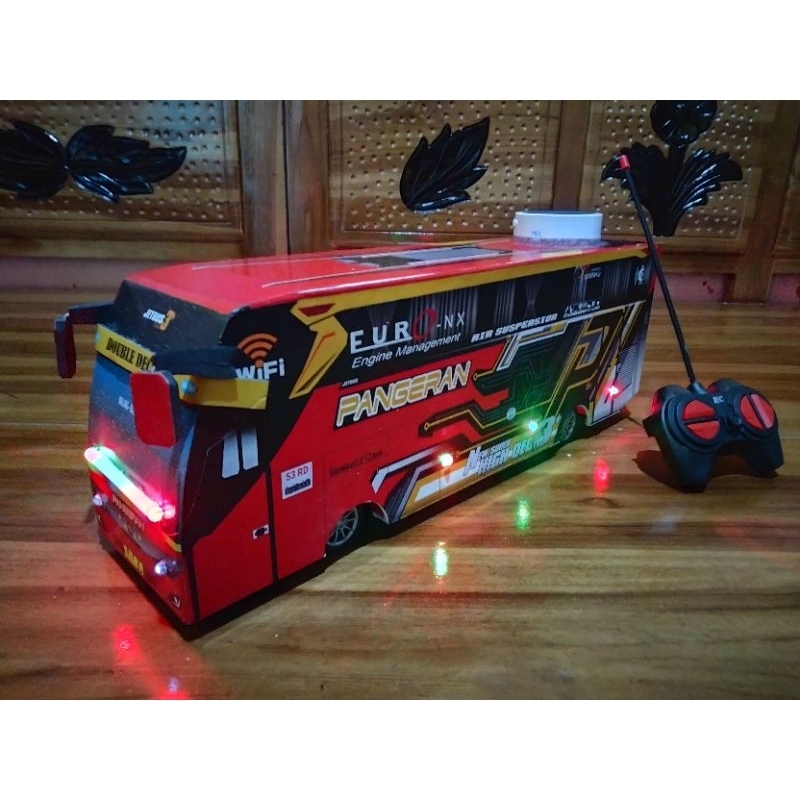Mainan Miniatur Bus Telolet Basuri Full Lampu Remote control