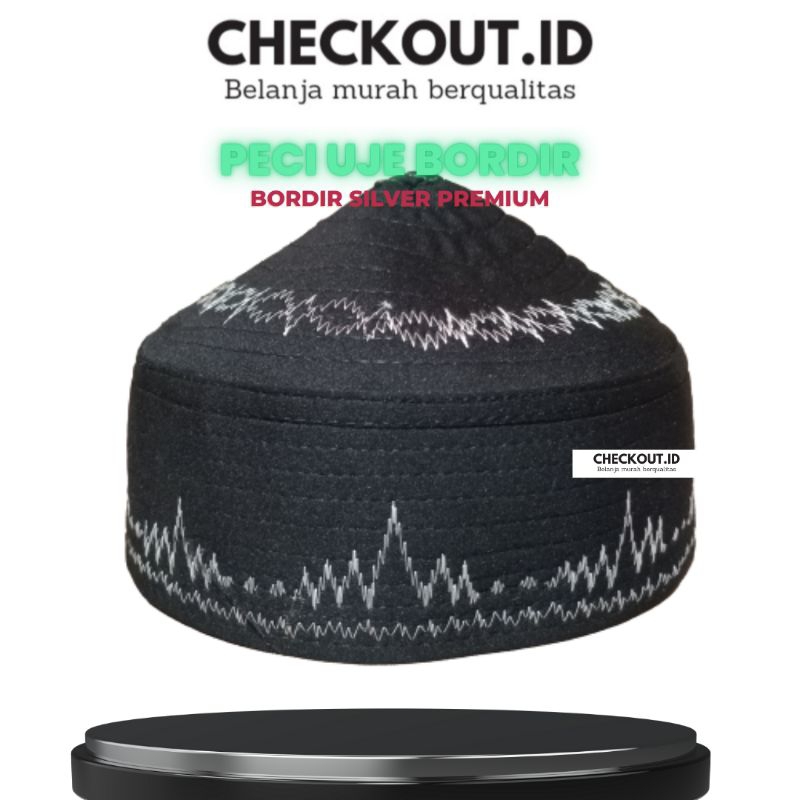 Peci Uje Peci Uje Full Bordir Silver Elegant