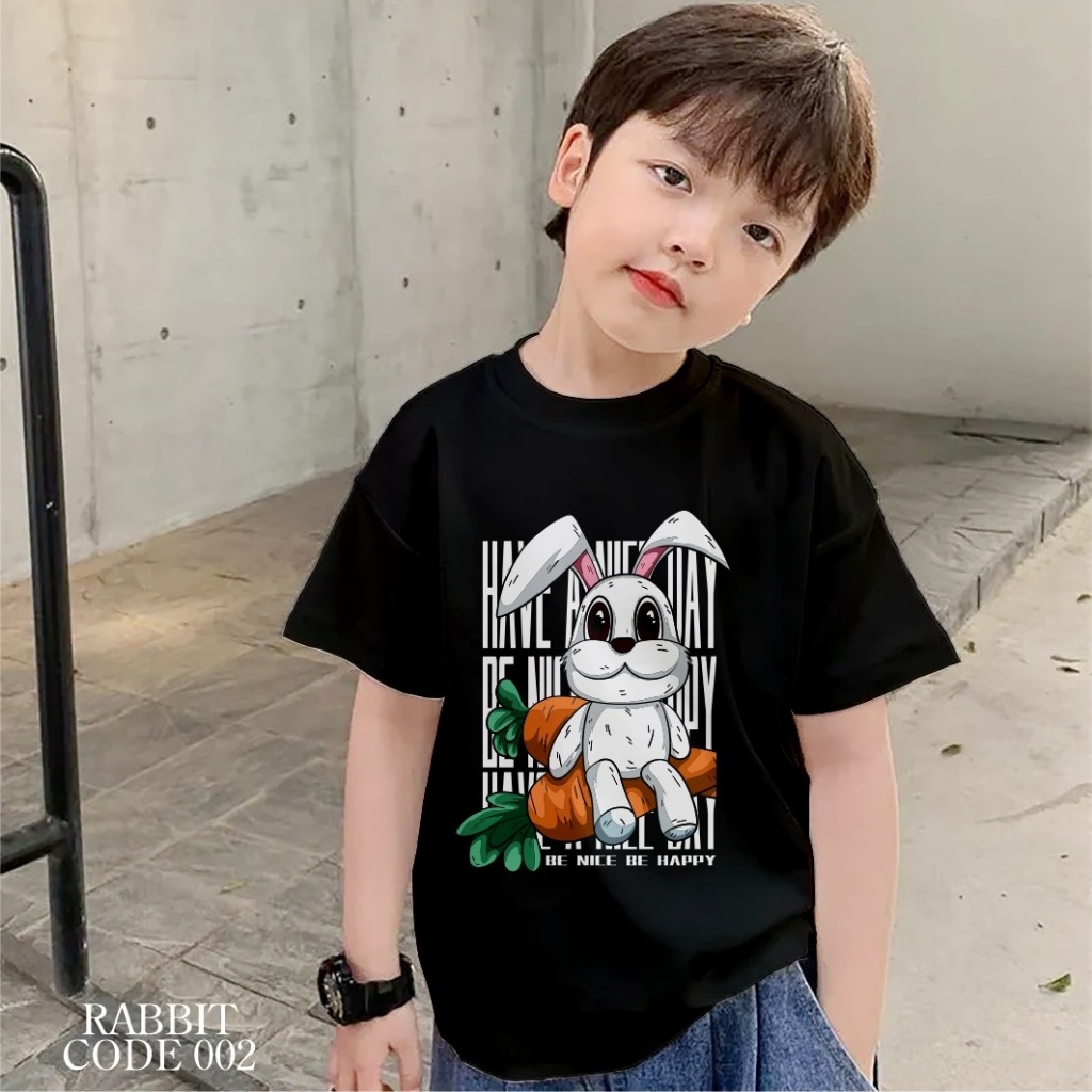 KAOS ANAK KAOS DEWASA LAKI LAKI ANAK PEREMPUAN RABBIT 002 BRANDED TEE PREMIUM IMPORT BAJU ANAK LAKI 