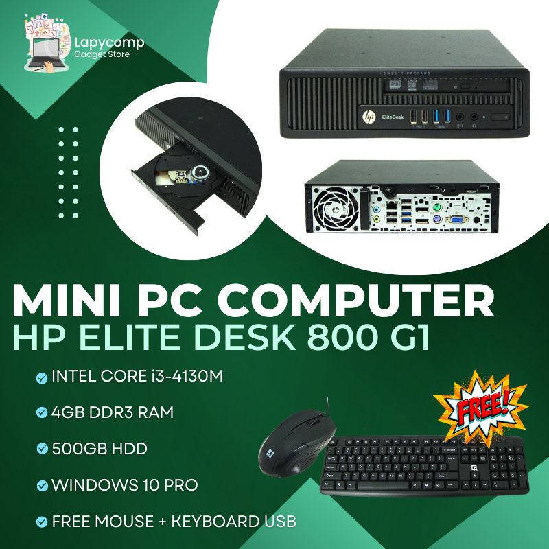 PROMO MURAH MINI PC HP ELITEDESK 800 G1 | INTEL CORE i3 | WINDOWS 10 ORI | HDD 500GB | RAM 4GB