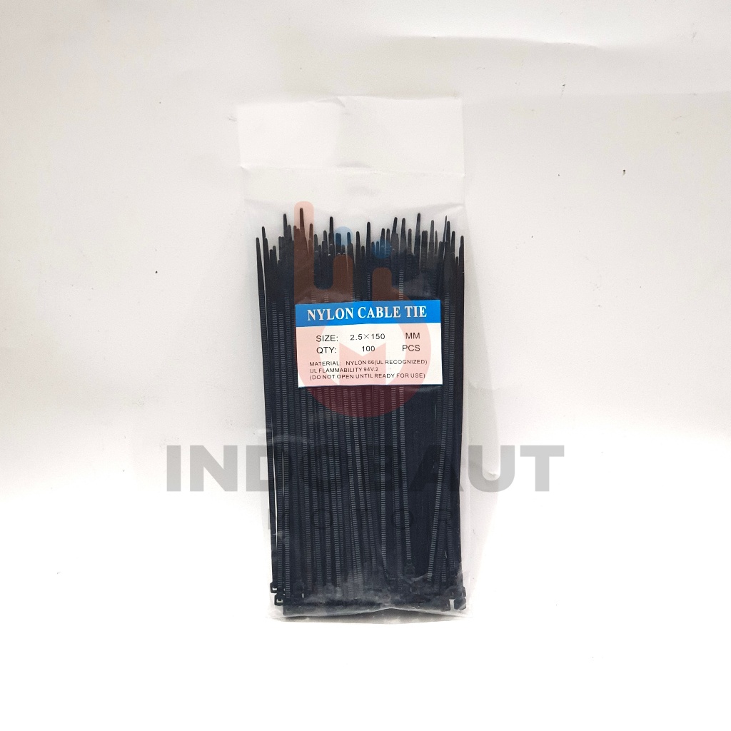 

Kabel Tis 2,5 x 150 MM 15CM Hitam Cables Ties Tali Nylon 100PCS