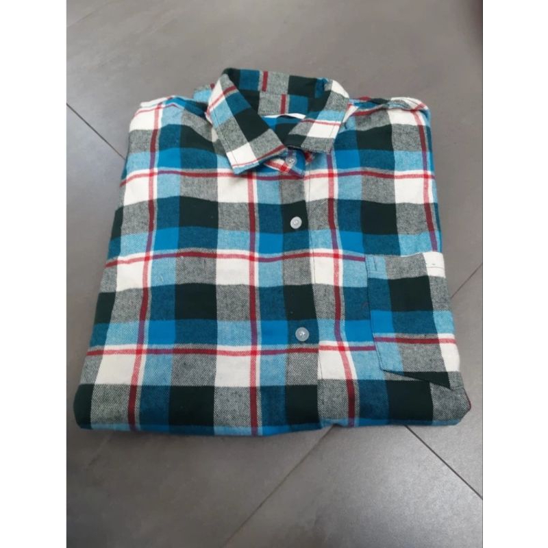 SALE HABISIN STOKHm blue plaid  flannel classic shirt- Kemeja Flanel Klasik Kotak-Kotak Biru-  Penam