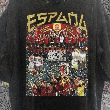 Kaos Piala Eropa | Kaos Spanyol Juara Eropa 2008-2012 | Spain T-shirt | Acid Wash Oversized