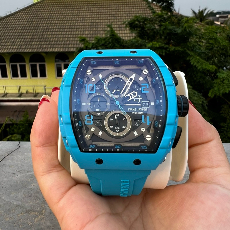 Jam Tangan Pria Evans Jayden EJ-9554-2 Original Sapphire Chronograph Waterproof 5 ATM Fullset