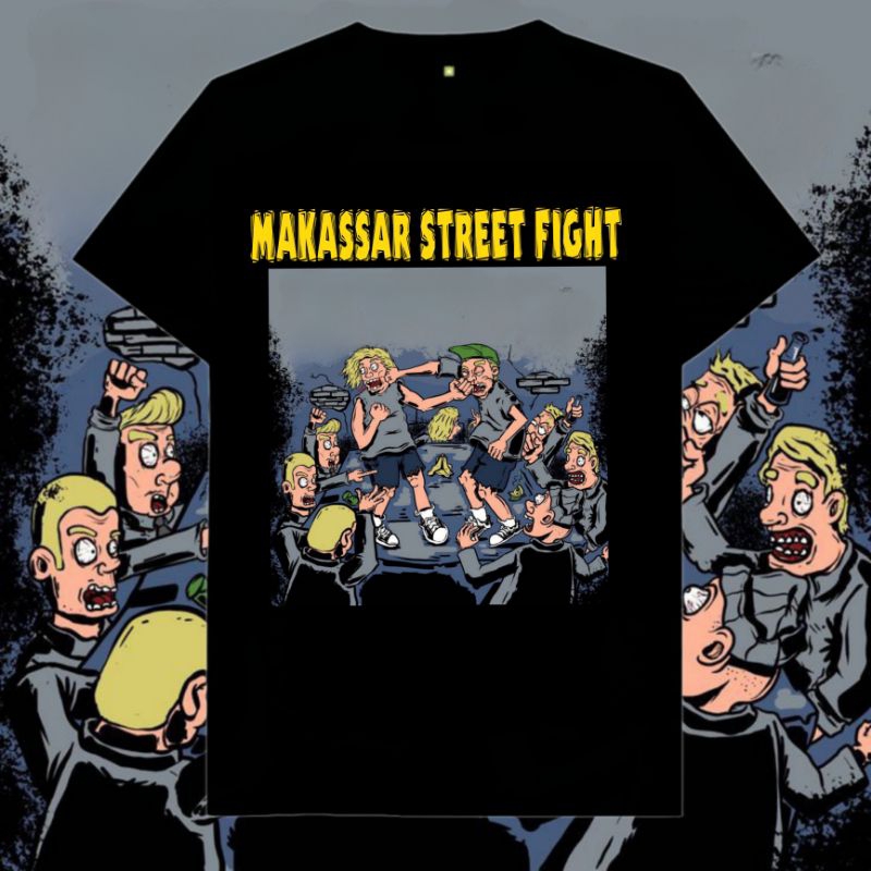 Makassarstreetfight T-SHIRT FIGHT CLUB lengan pendek hitam