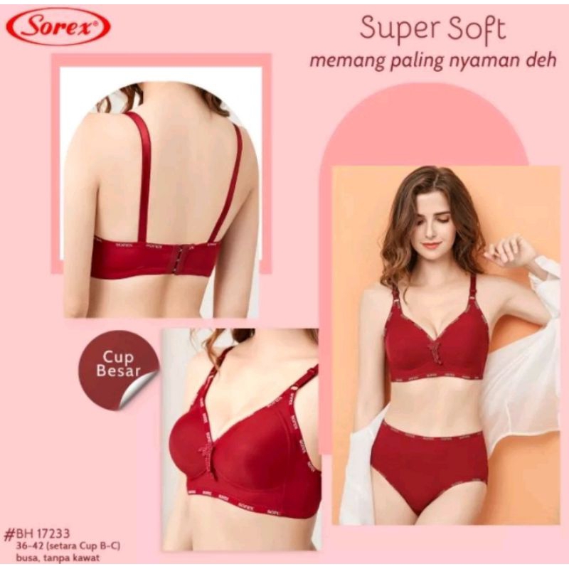 BRA/BH SOREX 17232, BH SOREX Kait 2 Busa Tanpa Kawat, Bh Sorex Cup B( Sedang)