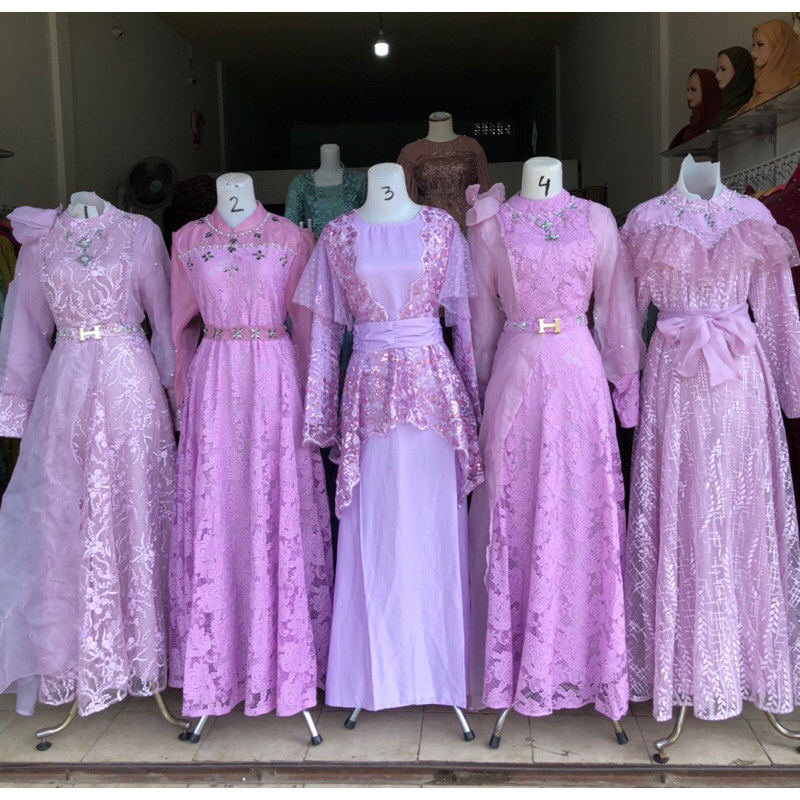 brukat gaun mewah khusus lilac