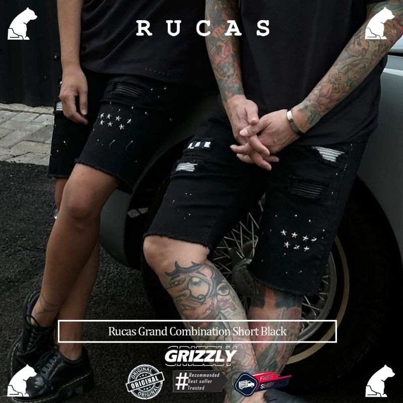 [ORIGINAL] Rucas Grand Combination Short Black | Rucas White Caviar Leather Shorts Limited Edition C