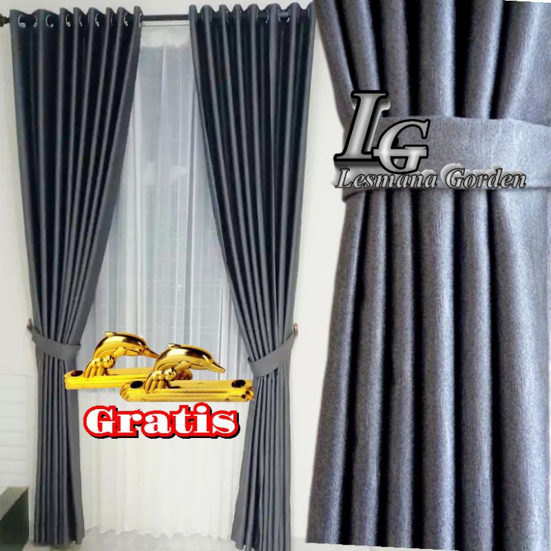 Gorden Jendela Pintu Ruang Kamar Polos Tebal Original Panjang 150x250 cm