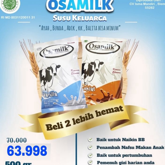 

TIPE GZY738 OSAMILK SUSU BUBUK OSAMILK COKLAT OSAMILK VANILLA