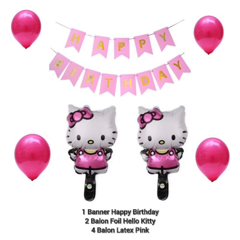 HELLO KITTY Paket perlengkapan dekorasi pesta ulang tahun HELLO KITTY  perlengkapan pesta ultah anak