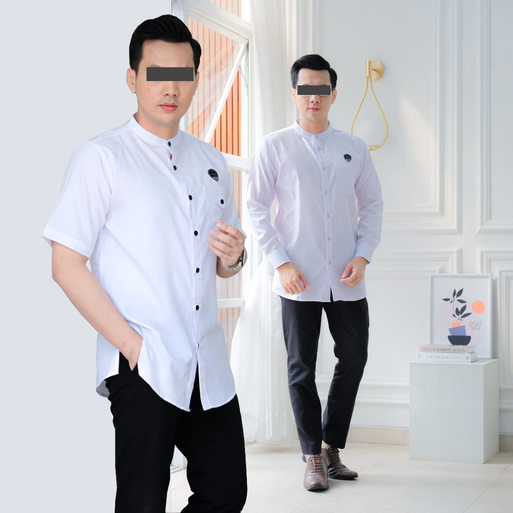 Baju Koko Putih Lengan Panjang & Pendek Polos Viskos By Ilnaaf