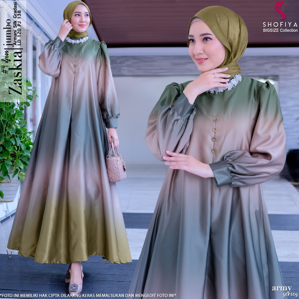 zaskia4 dress jumbo ld 120 pakaian bju baju gamis syari gaun long dres longdress maxi maxy adem nyam