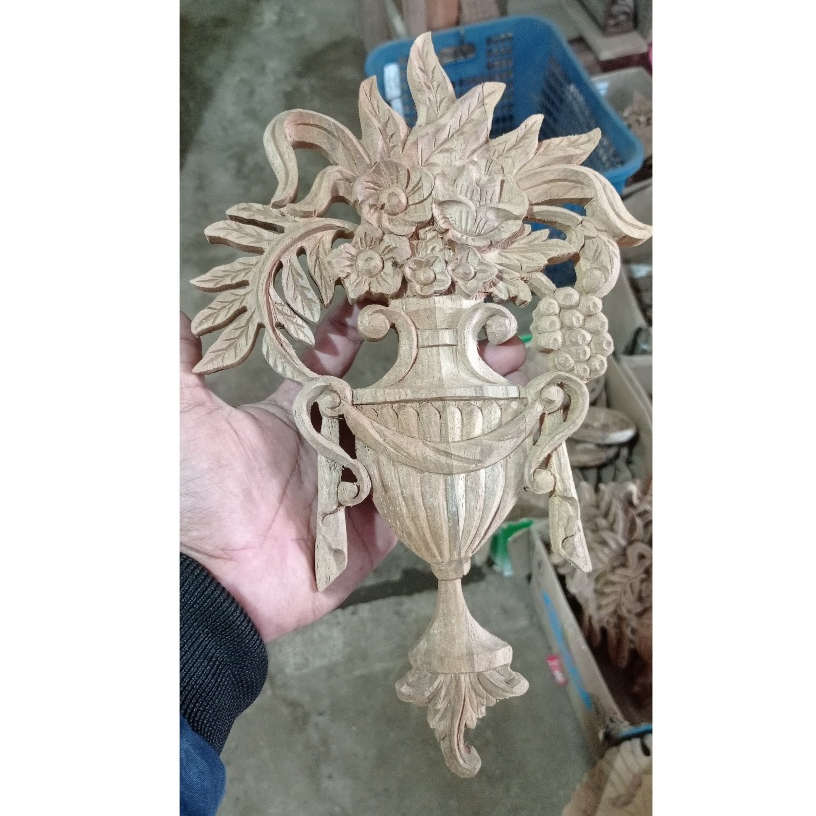 Ukiran Tempel Untuk Lemari Bufet Pintu Kayu Jati Motif Anggur