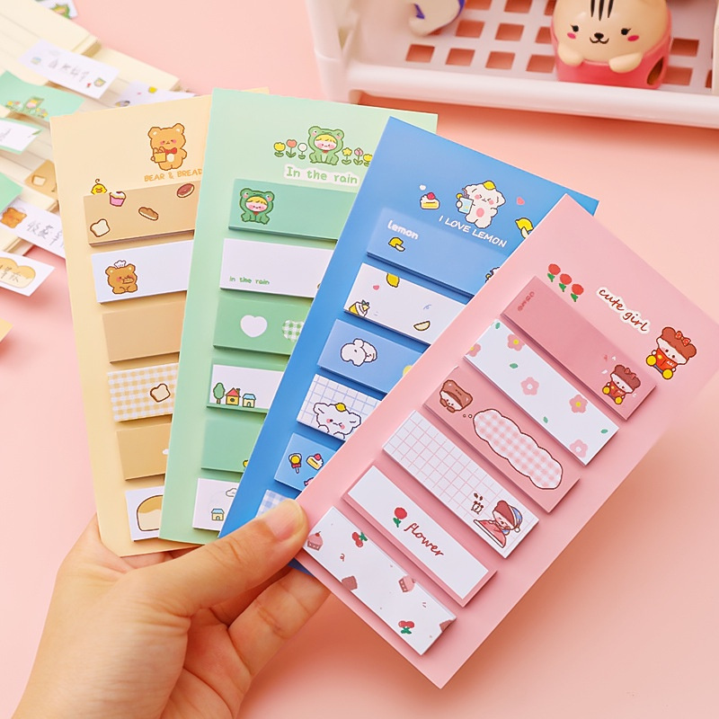 

Sticky Notes Lucu 6IN1 Tempelan Kertas Catatan 120 Lembar Notes Kertas Tempel Karakter Bear Frog Girl Pembatas Buku Cute Imut INV2