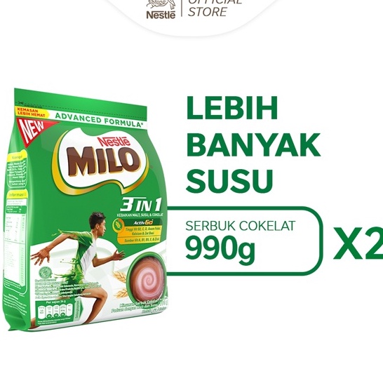 

Kirim Langsung MILO 3in1 ACTIVGO Susu Coklat Pouch 99 Gr x 2pcs Baru