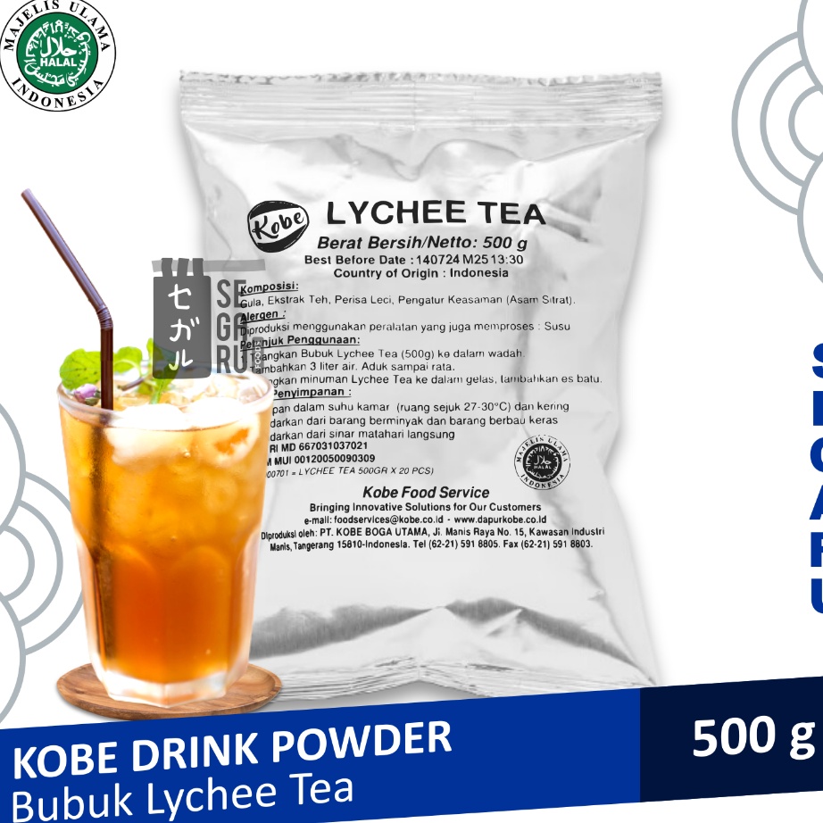 

Terlaris Lychee Tea Kobe Teh Bubuk Leci Tea Powder Drink Halal 5 gram