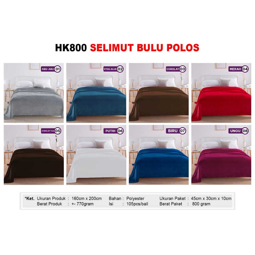 Oyasumi Selimut Bulu polos 160x200 PREMIUM TEBAL
