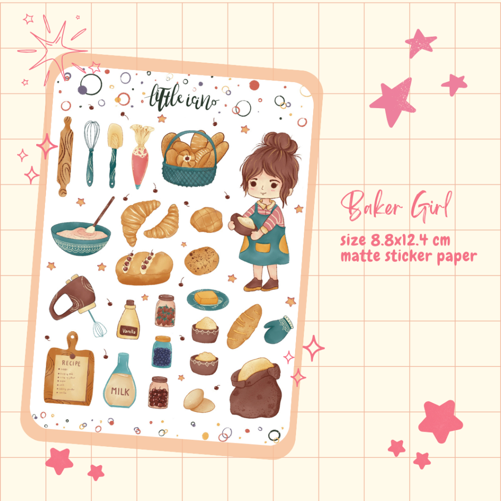 

Sticker Baker Girl untuk planner dan journal| DSH018