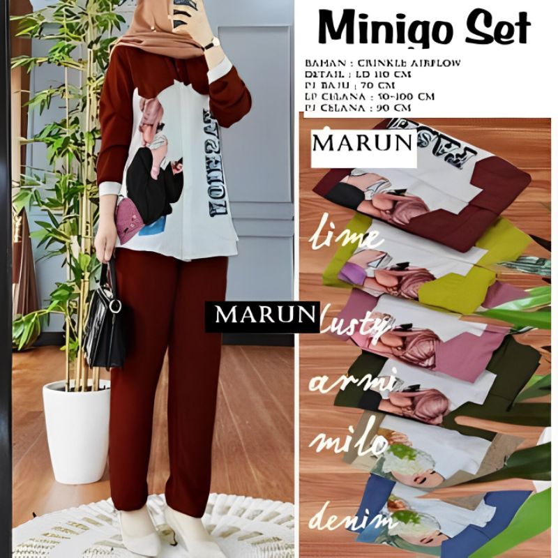 One Set Minigo Sablon / Setelan Minigo Murah / Setelan Wanita Terpopuler