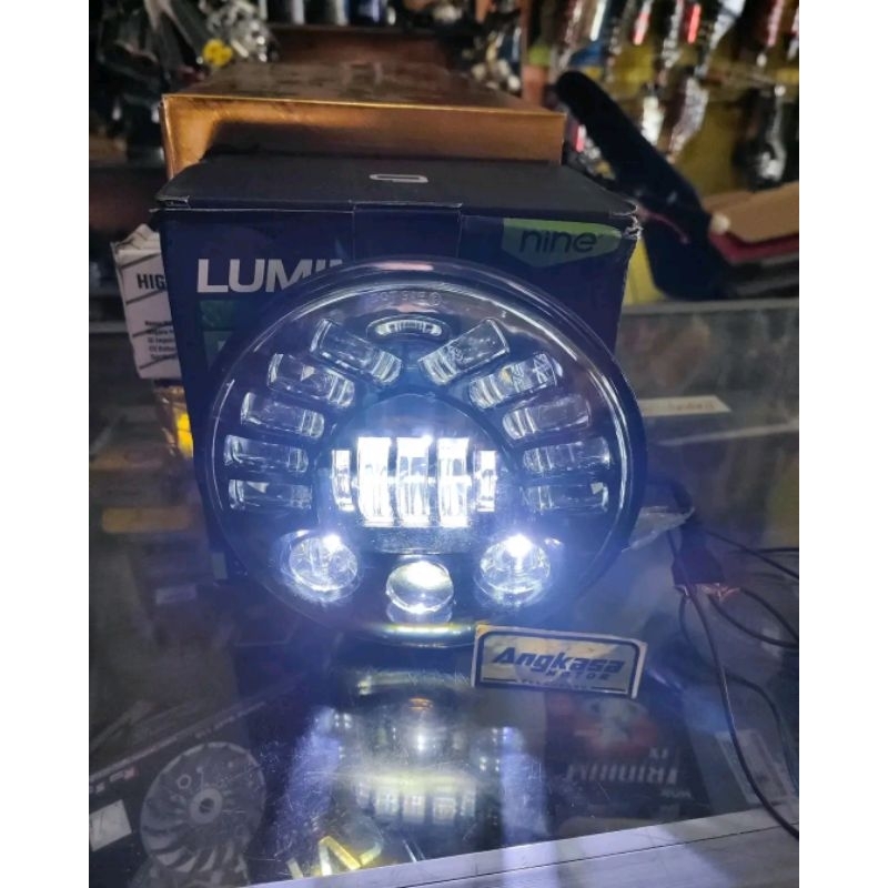 lampu depan daymaker luminos dm7 head light 12v 26w 43w 7inch ninja cb luximos niner