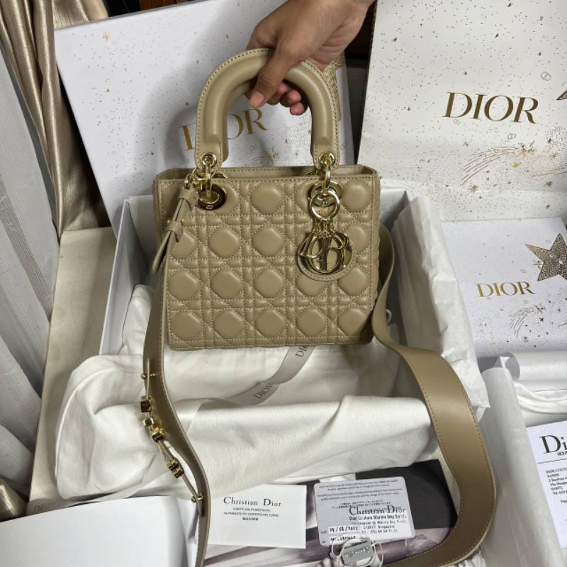 nego preloved rec 2022 christian dior Small Lady dior my abcdior caramel beige bag authentic