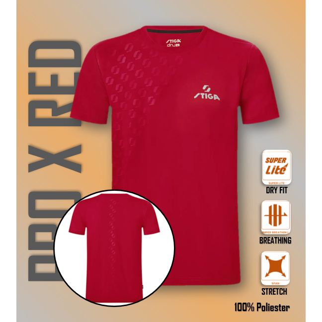 Baju Kaos Pingpong Original STIGA PRO X Red